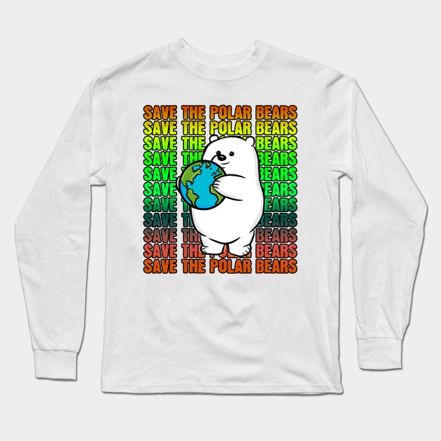 Rainbow Save the Polar Bears Long Sleeve T-Shirt by RoserinArt